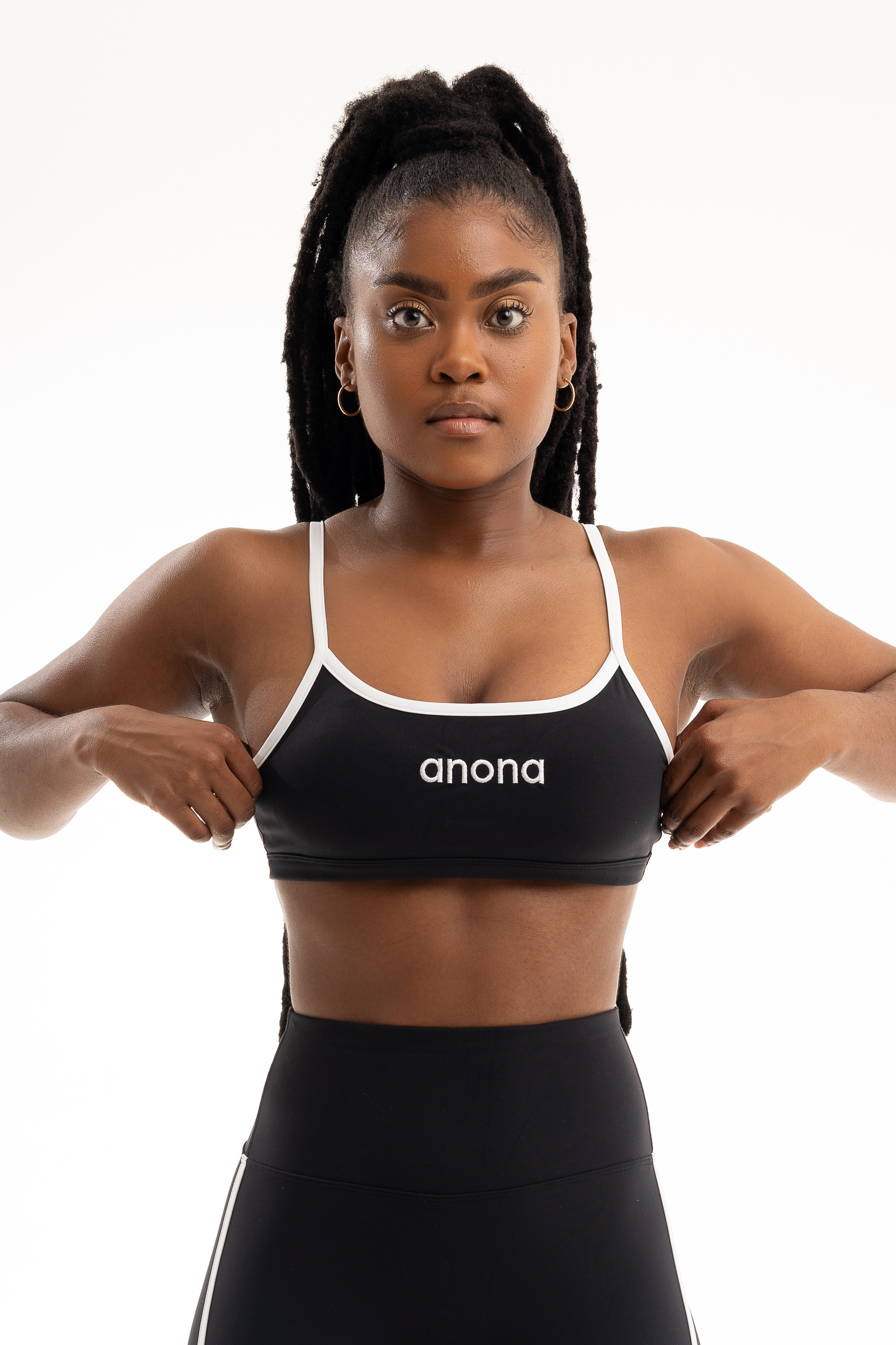 contrast sports bra - black