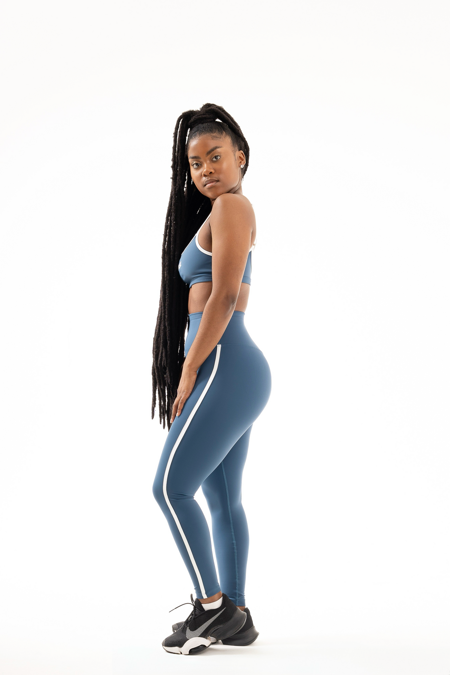 contrast leggings - blue