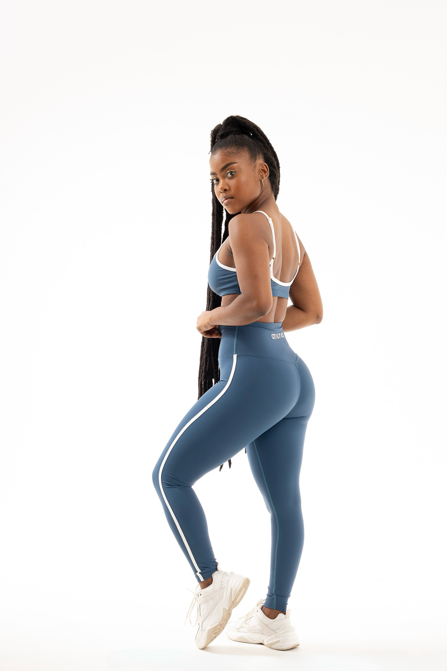 contrast leggings - blue