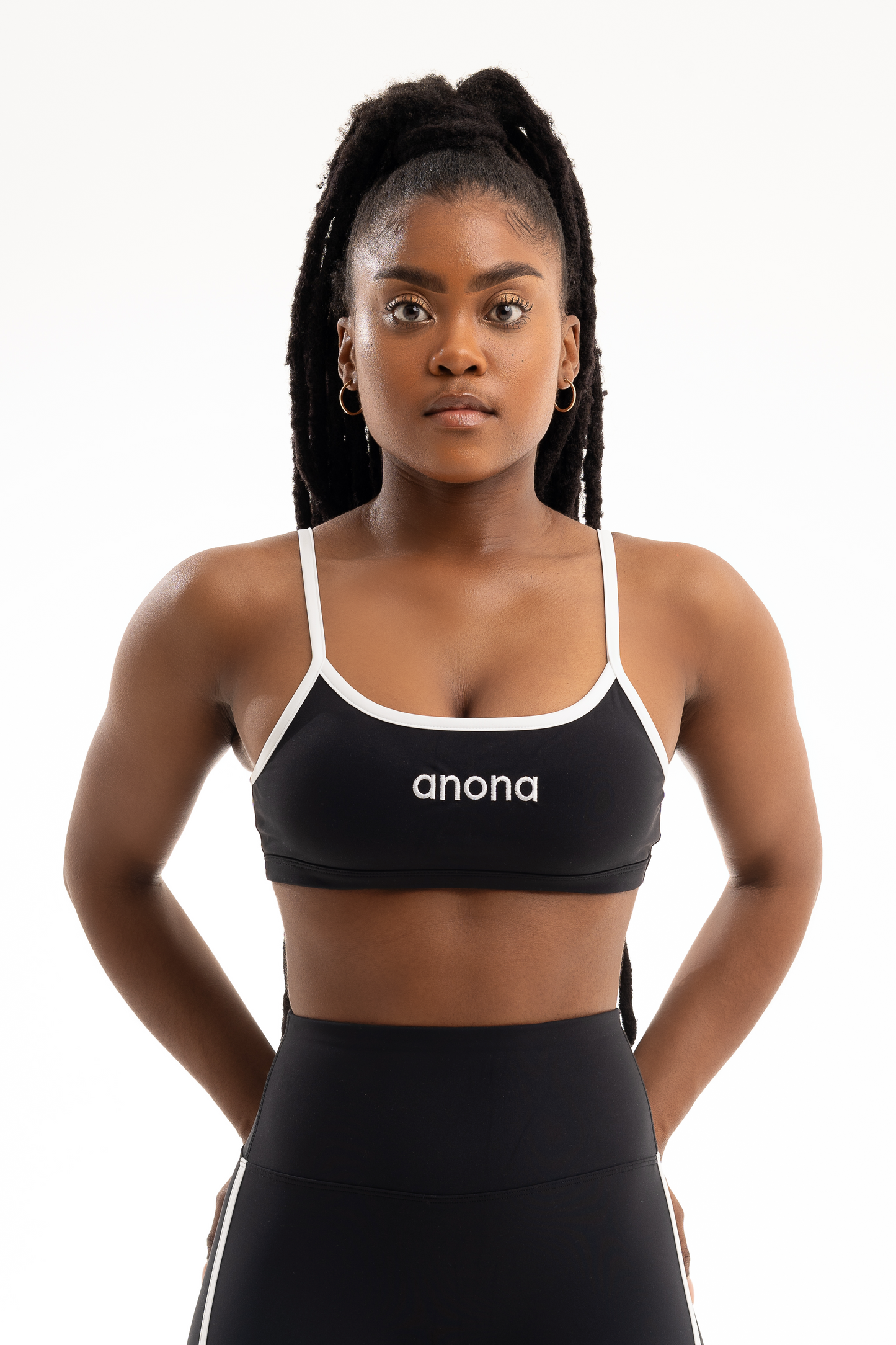 contrast sports bra - black